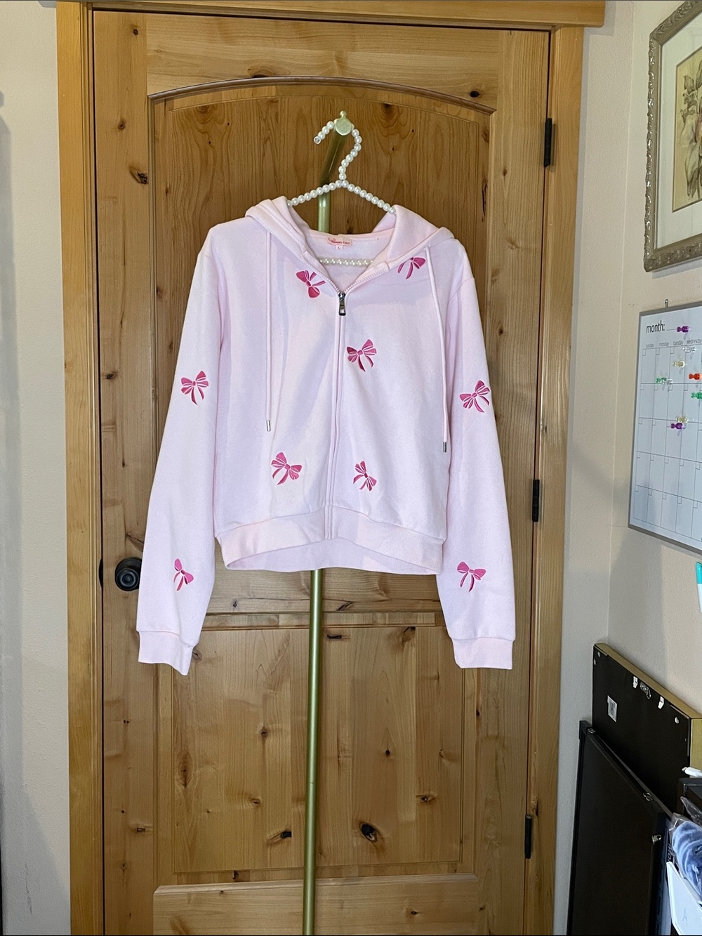 Angel Cult Light Pink Bow Zip Hoodie